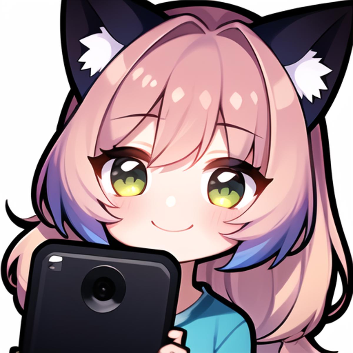 Anime White Haired Nekogirl Crying Twitch Emote / Discord / 