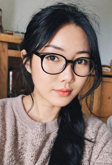 instagram photo, photo of a 25 y.o japanese woman, black hair, spectacles, perfect detailed eyes, natural smooth skin