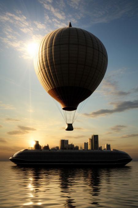 A Floating City in the Sky: Airships, sunlit platforms, and the mystery of a land far below.