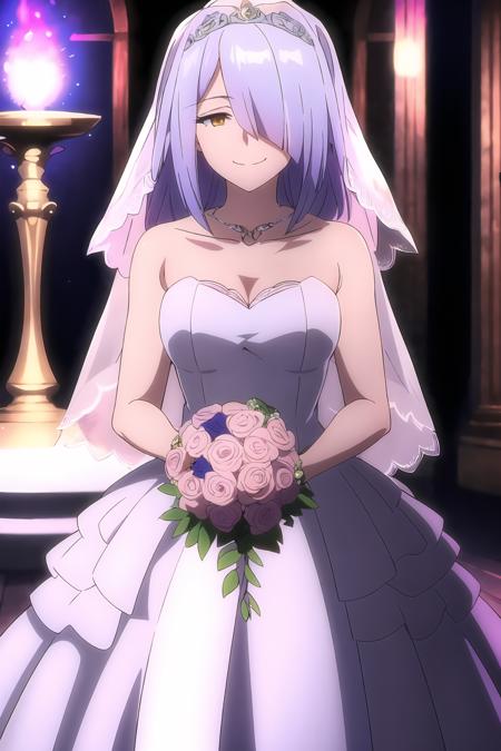 1girl, vera_milligan, hair over one eye, silver hair