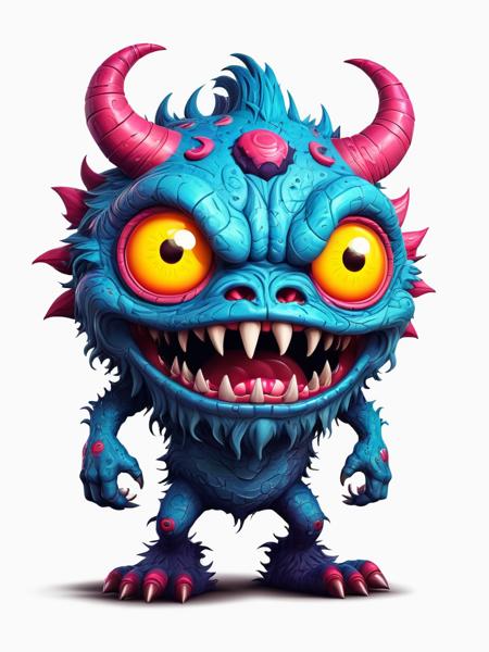 3D render fantasy monster, color grunge character, funny design element, attractive emoticon, unique expression sticker isolated on the white background, Ink drawing art style, bold lines, expressive strokes, high contrast, intricate details, dynamic compositions, versatile medium, professional-grade finish, classic aesthetic, adds depth and texture, timeless elegance