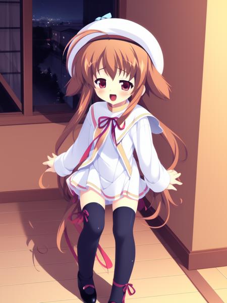 TakamoriNatsuki, hat, brown hair, red eyes, short hair, ahoge,