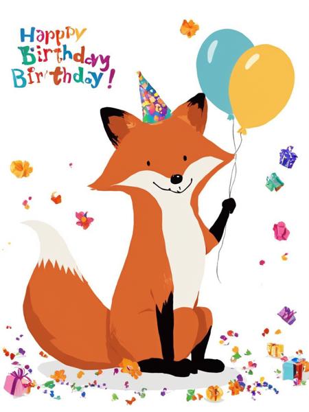 <lora:SDXL_Happy_Birthday_Sa_May-v7:1> Happy Birthday! a fox