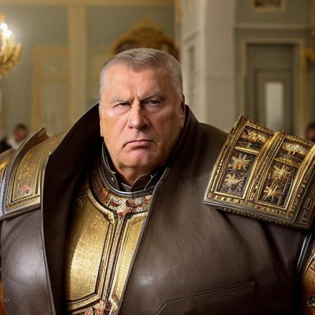 <lora:zhirik:1> Photo portrait of the man as colossal soviet muscular cyborg robot, in the Moscow Kremlin, rusty metal, pacific rim style