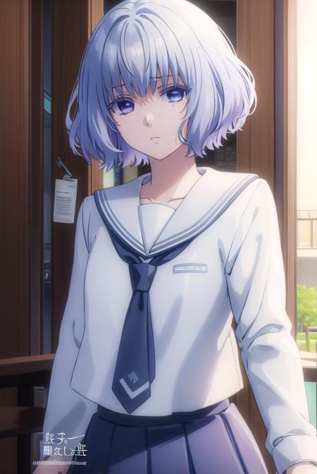 nanamishiranui, <lora:nanami shiranui s1-lora-nochekaiser:1>,
nanami shiranui, short hair, bangs, (purple eyes:1.1), grey hair, mole, mole under eye,
BREAK skirt, long sleeves, school uniform, necktie, serafuku, sailor collar,
BREAK indoors, classroom,
BREAK looking at viewer, (cowboy shot:1.5),
BREAK <lyco:GoodHands-beta2:1>, (masterpiece:1.2), best quality, high resolution, unity 8k wallpaper, (illustration:0.8), (beautiful detailed eyes:1.6), extremely detailed face, perfect lighting, extremely detailed CG, (perfect hands, perfect anatomy),