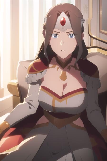 dotamirana, <lora:empressmirana-lora-nochekaiser:1>,
empress mirana, long hair, brown hair, (grey eyes:1.5), 
BREAK dress, cleavage, red dress, circlet,
BREAK looking at viewer,
BREAK outdoors,
BREAK <lora:GoodHands-vanilla:1>, (masterpiece:1.2), best quality, high resolution, unity 8k wallpaper, (illustration:0.8), (beautiful detailed eyes:1.6), extremely detailed face, perfect lighting, extremely detailed CG, (perfect hands, perfect anatomy),