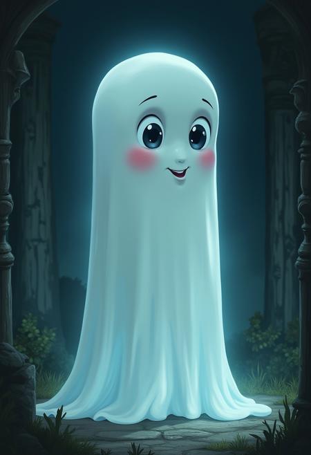 Create two characters similar to Casper from the 1995 movie "Casper." This characters should be a friendly and gentle ghost with a deep desire to make friends and connect with the living. Despite their ethereal nature, they possess a kind heart and a longing for companionship. They live in an old, possibly haunted place, but rather than being scary, they are endearing and misunderstood.