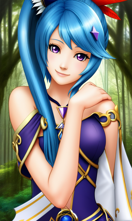 Lana (Hyrule Warriors), blue hair, side ponytail, hair ornament