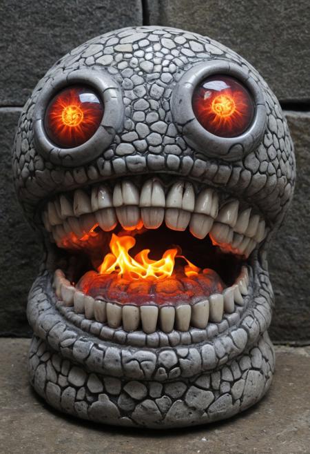 tentacle teeth stone fire eyeball smile suicide machine