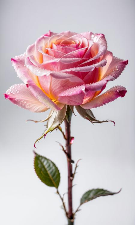 pink crystal rose flower, strong focus on subject, soft lighting, indirect lighting, strong bokeh, solid white background, multicolor, realistic, <lora:add-detail-xl (1):1> <lora:WowifierXL-V2:1>