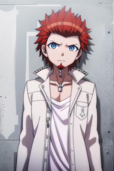 leonkuwata, <lora:leon kuwata s1-lora-nochekaiser:1>,
leon kuwata, short hair, blue eyes, male focus, red hair, facial hair, spiked hair, goatee,
BREAK shirt, jewelry, collarbone, jacket, white shirt, earrings, open clothes, necklace, open jacket, piercing, white jacket, pocket, breast pocket,
BREAK outdoors, classroom,
BREAK looking at viewer, (cowboy shot:1.5),
BREAK <lyco:GoodHands-beta2:1>, (masterpiece:1.2), best quality, high resolution, unity 8k wallpaper, (illustration:0.8), (beautiful detailed eyes:1.6), extremely detailed face, perfect lighting, extremely detailed CG, (perfect hands, perfect anatomy),