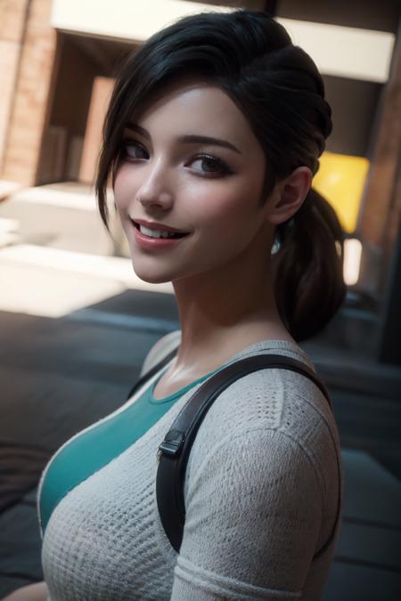 (masterpiece:1), (best quality:1), 1girl, solo, large breasts, <lora:brookhaven:1> brookhaven, Brunette, <lora:Asian girls faceV2:0.5>, (Undercut hairstyle), grinning face with smiling eyes, sweater, (Highest Quality, Amazing Details:1.25),<lora:SexScene3DRender:1> sexscene3drender,  <lora:3D Inspired:0.7> overwatch,  <lora:add_detail:0.5>, face lighting, bright backlight, hyper realistic, intricate design, (insanely detailed:1.4), (extremely fine details:1.35), Extremely sharp lines, (Photo realistic:1.5), hyper-detailed, 8K, ((masterpiece)), (best quality), (detailed),(highres:1.4),(detailed:1.5),(realistic:1.7),(realistic shadows), vibrant picture filter