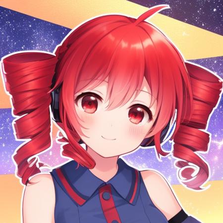 KasaneTeto, (Red hair, high quality), starry sky background, 1girl,