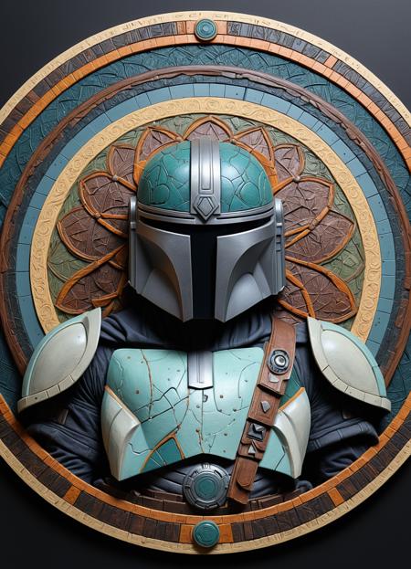 mandala, Mandalorian, humility, artmndl, 8k, ultra detailed  <lora:artfullyMANDALA_SDXL_V1:1>