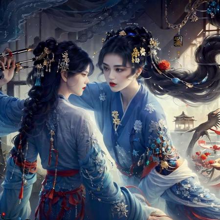 1girl,guofeng,<lora:guofeng:1>,wanjian,multiple weapon (glowing weapon) official art,unity 8k wallpaper,ultra detailed,beautiful and aesthetic,masterpiece,best quality,photorealistic,(zentangle, mandala, tangle, entangle),extreme detailed,dynamic angle,the most beautiful form of chaos,elegant,a brutalist designed,vivid colours,