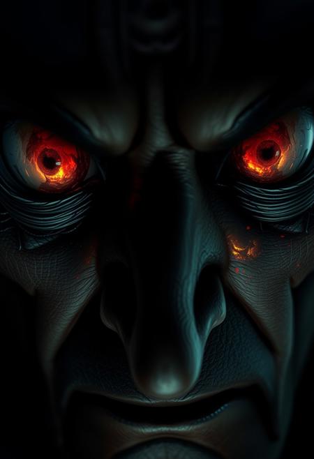Villain's Sinister Gaze
- **Prompt**: "A close-up of a villain's eyes reflecting a scene of destruction and chaos. The villain's appearance is dark and gothic, inspired by Tim Burton, and the reflections capture the epic scale of George Lucas's worlds."
- **Refinement**: "Increase the detail of the destruction scene reflections, adding more elements of chaos, fire, and despair to emphasize the villain's sinister intentions."