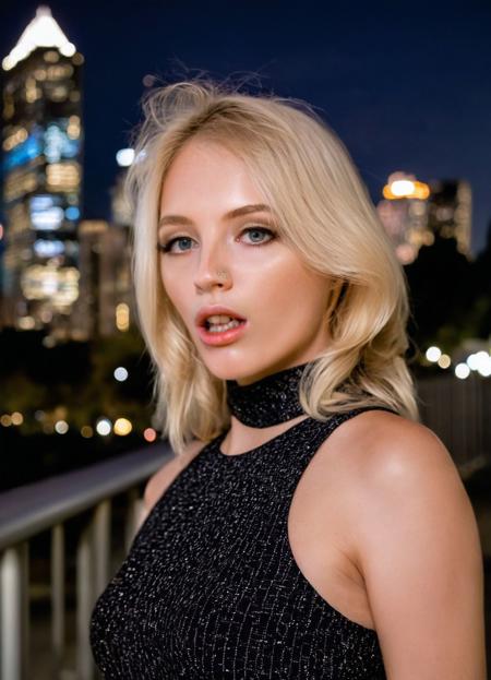 <lora:KateBloom_SDXL_v1.0:1.25> 
professional medium format 50mm (close-up headshot portrait) photography of a enchantingly gorgeous blonde (((ohwx woman))) in the city at night, shot on a Hasselblad X1D II 50C, extreme bokeh, wearing modest Dior black dress, perfect mouth