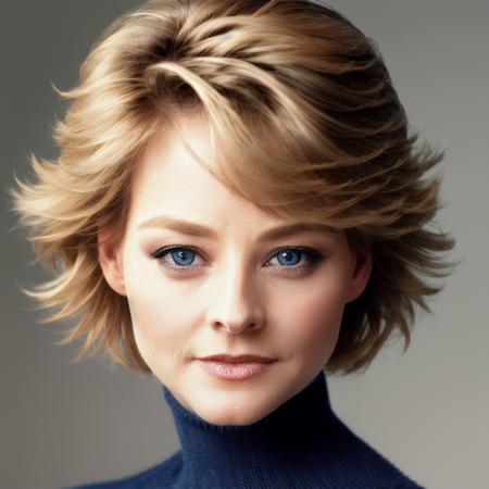 closeup picture, best quality, a  sexy 30yo beautiful JFO<lora:JFO:1.0>, short hair, blonde hair, blue eyes, looking at viewer, simple background, grey background, turtle neck sweater, realistic, portrait, makeup, 8k, hdr