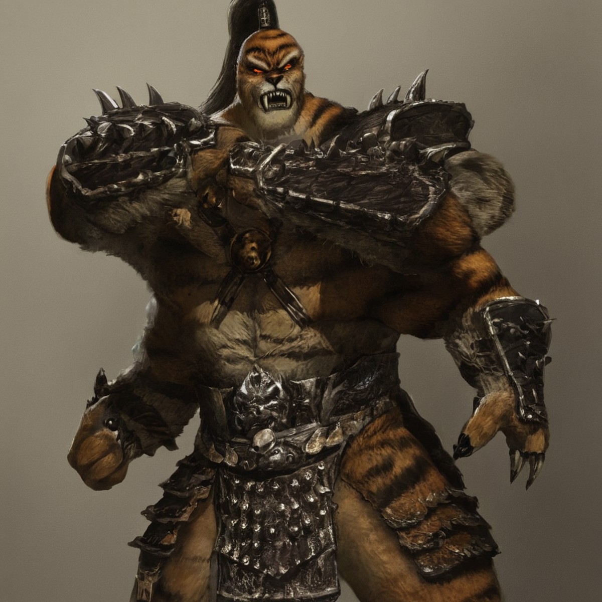 Horror-themed,  <lora:Shokan Style:1> tiger
The Shokan four-armed humanoids, Kuatan, Kintaro,four arms,4 arms,four_arms,ti...