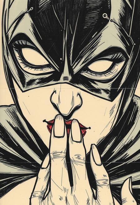 crude drawing dirty paper batgirl  extreme detail of clipping toenails  dave mckean style in panels