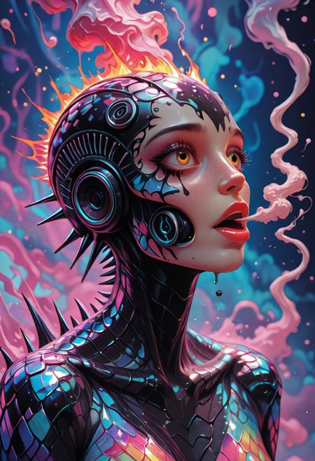 REMEMX, scaleboundsdxl, masterpiece, best quality, absurdres, very aesthetic,, abstract image of an erotic dream, female, scales, nubile, swirling smoke, sexual tension, bizarre, ecstatic:, paranormal, octane render, vivid color pallet, volumetric light,