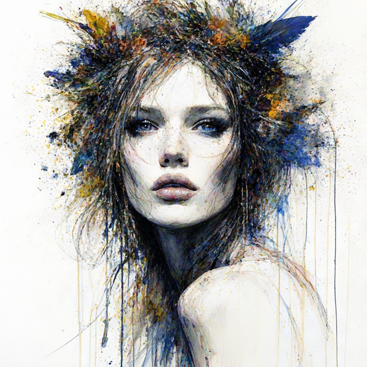 Sultry seductress at party, by Minjae Lee, Carne Griffiths, Emily Kell, Steve McCurry, Geoffroy Thoorens, Aaron Horkey, Jo...
