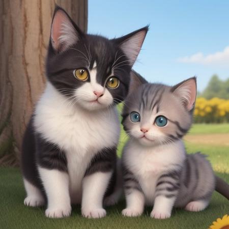 (Masterpiece:1.3), highest details, 
little dragon babies, lumbering, cute tiny cats, different fur colors,
hearts, love, lovely, cute, sweet, feeling well, cats mom is watching the scene, spring or summer scene, no humans, bright lighting, shadows, shaded patterns, colorful, centered focus, depth of field,
outdoors, sunny weather, blue sky,