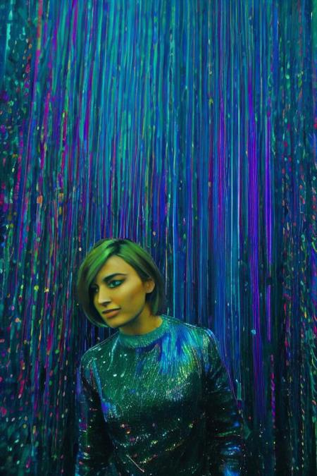 analog photo, dark shot, low key, action, (a intelligent afghan girl, 20 years old:1.1), strawberry blonde pixie bob hair, huge tits, fit, reflections on the wall background, abstraction atmosphere, (prismatic, holographic:1.2), sparkles, neon pixels, (neon light:1.1), chaotic, fashion magazine, (intricate details:0.9), (hdr, hyperdetailed:1.2)