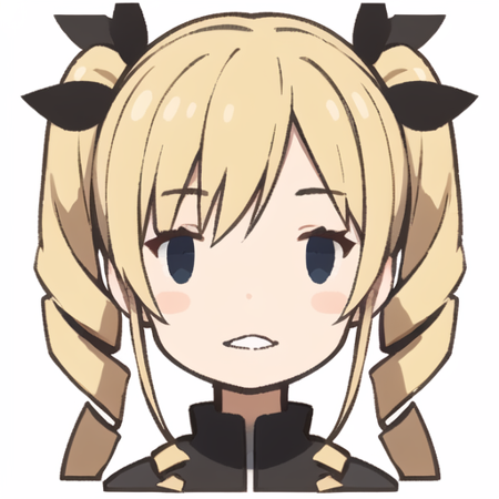 iconsono,drill hair,twintails, <lora:IconSono-08:0.85>,blonde hair, white background,