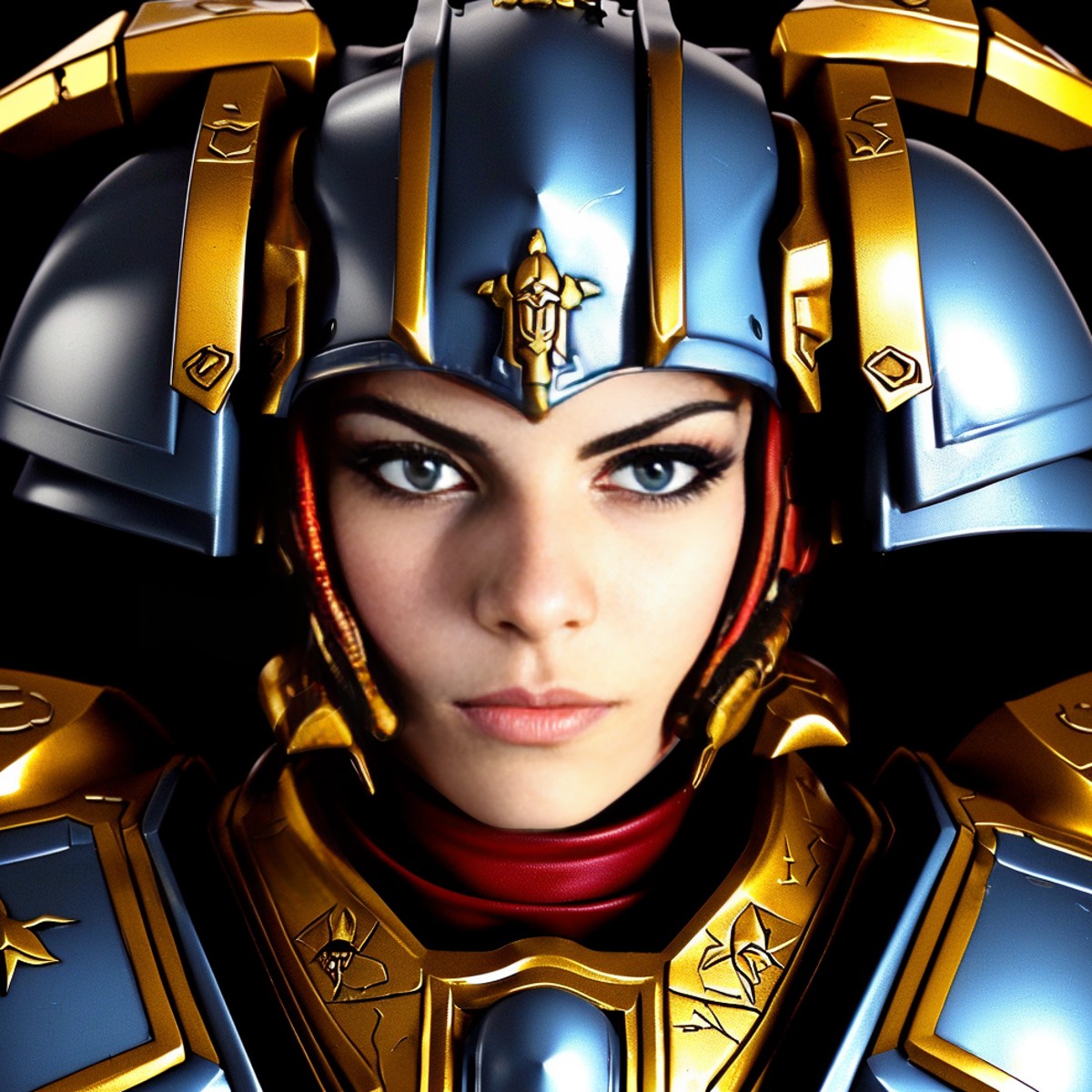 1girl warhammer 40k, space marine, armor, adepta sororitas, beautiful face, highly detailed face, cowboy shot,  <lora:WH40...
