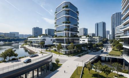 modern architecture,industrial buildings,low-rise,Business district,modernism,straight form,row of street trees,roof garden,forest,wide grass,gentle slope,waterfront park,waterfront,water surface,commercial shop,clear blue sky,day view,Half-height bird's-eye view,medium shot,ultra hd,high quality,high detail,
Wharf,Yacht,Commercial,Activities of the crowd,Estuary,Waves,urban public buildings,Lawn,Public buildings,Sinking Square,