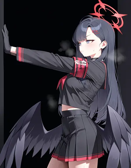 reaching towards wall [壁に手を伸ばす]  <ILL>