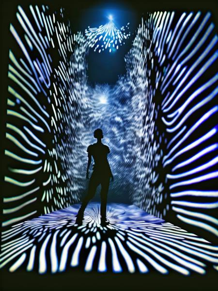 <lora:VIDEOINSTALLATION:1>VIDEO INSTALLATION style immersive light art installation, kinetic motion