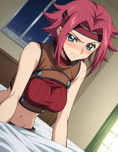 Kallen "Kallen Kouzuki, Q-1, Red Zero, Ace of the Black Nights" Stadtfeld (カレン・シュタットフェルト, 紅月カレン) - Code Geass: Lelouch of the Rebellion (Code Geass: Hangyaku no Lelouch) (コードギアス 反逆のルルーシュ)