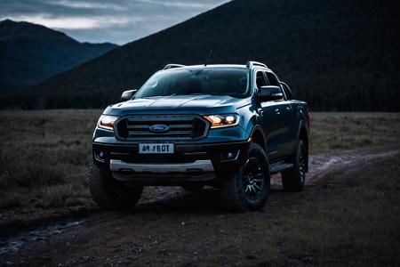 cinematic photo of a ford ranger, perfect environment, dark shot, extremely detailed