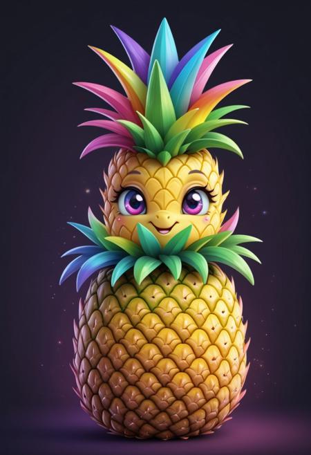 lazympos, RainbowUnicornStyle, pineapple, dark background