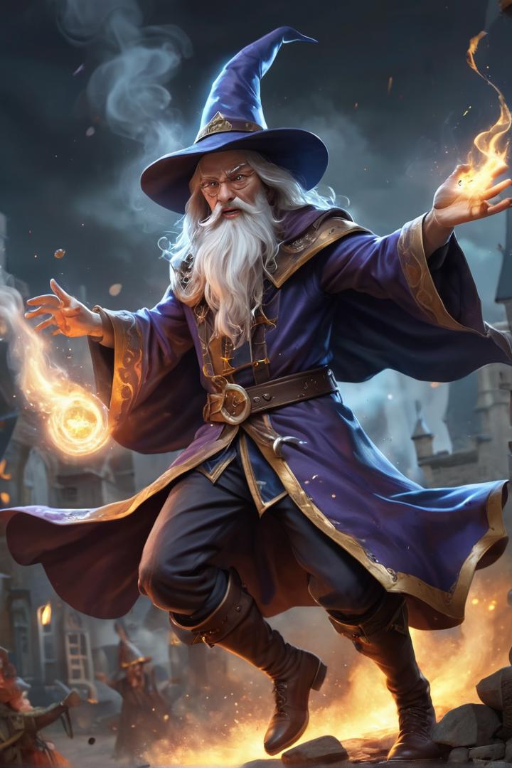 A wizard battle, with spells flying and magical energy crackling. absurd caricature, sexy,