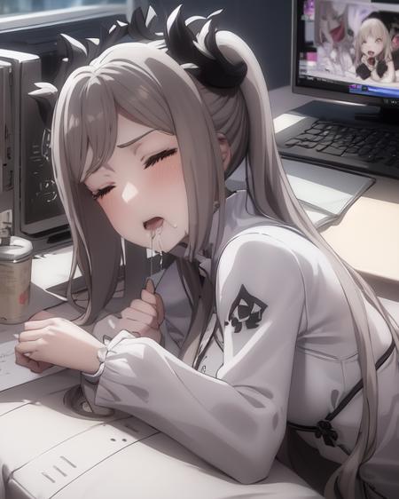 <lora:yorcom-v2:1>
1girl, yorcom, passed out sleeping in front of her computer and drooling with her mouth open