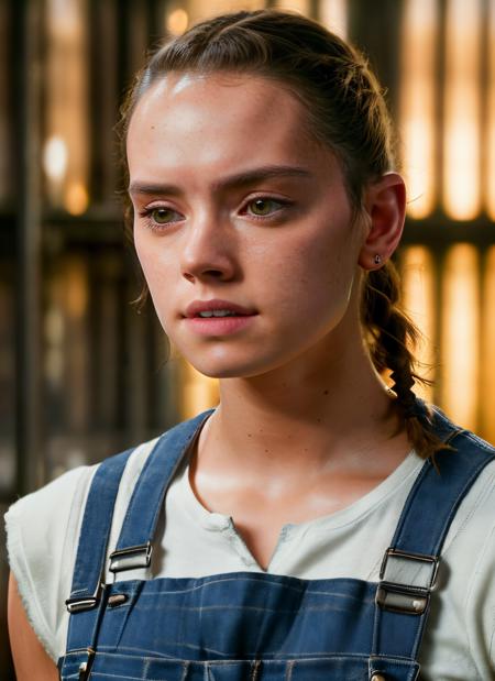 portrait of skswoman, puzzled , wearing overalls , with Side braid , background hen house epic (photo, studio lighting, hard light, sony a7, 50 mm, matte skin, pores, colors, hyperdetailed, hyperrealistic), <lyco:Rey:1.1>