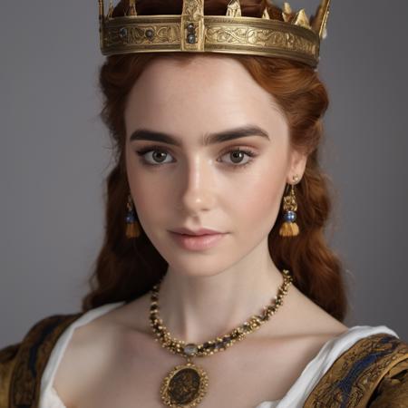 Portrait of an actress dressed as a medieval queen, Nikon Z9, realistic matte skin, skin texture visible, (sharp focus), (high quality)