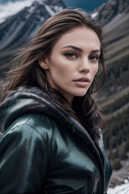 photo of S131_KristinaPeric, a stunning woman, on an (icy-mountain:1.2) wearing a (coat:1.2), (8k, RAW photo, best quality, depth of field, ultra high res:1.2), (absurdres, intricate, photorealistic, masterpiece, ultra-detailed:1.3)