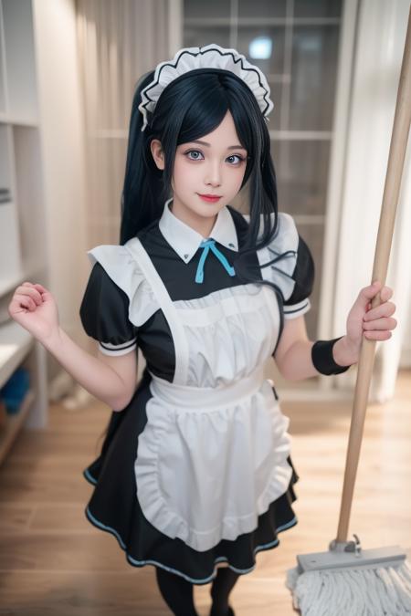 risu, aris \(blue archive\), maid,  maid headdress, maid apron, 