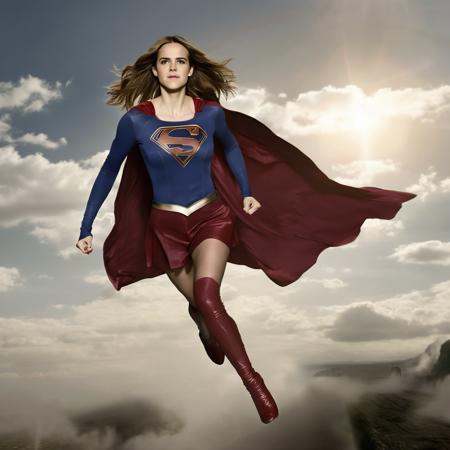 wearing supergirl outfit with cape
