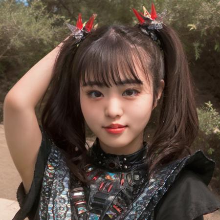 1girl,masterpiece, photorealistic, detailed, RAW color photo,(fully in frame:1.1),<lora:mo4kikuv4:1> young,idol, cute, twintails,black outfit, park,red flowers, hdr,asian