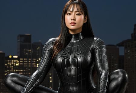 score_9, score_8_up, score_7_up, best quality, realistic, masterpiece, beautiful detail, hyperrealistic, afternoon sky, ((1girl, woman body, big breasts)), amazing detailed full body of a beautiful japanese girl, wearing a realistic and highly detailed black raimi spider-man suit, ((huge muscular girl)), professional model wears ultra - detailed black raimi spider - man suit, ultra - detailed and grained black raimi spiderman suit, suit covered entire body and hand, black spiderman gloves, wet, (spread leg), (full body), (dirty skin), close up, octane render, highly detailed, volumetric, dramatic lighting, (highest quality:1.1), (HDR:1.3), (top quality, best quality), realistic, high definition,