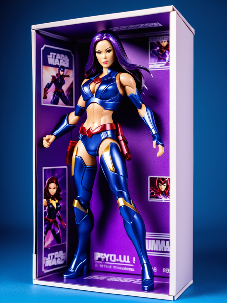 ActionFigureQuiron style, action figure, toy, doll, character print, (best quality:1.15), (masterpiece:1.15), (detailed:1.15), (realistic:1.2), (intricate:1.4), simple background, cover page, card, in a gift box, no humans, ( psylocke ), gift box, playset, in a box, full body, toy playset pack, in a gift box, premium playset toy box,
<lyco:SDXL1.0_quiron_ActionFigure_v3_lycoris:0.87>