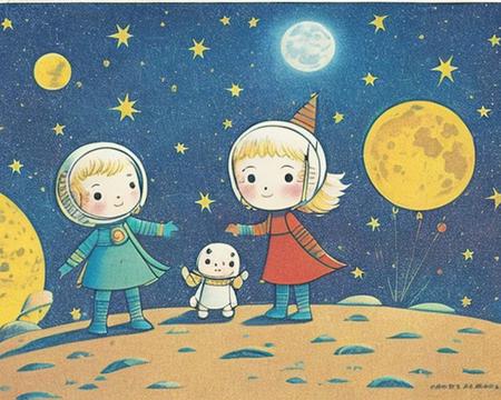 A birthday party on the moon, art by kidbooks, hd, 8k,