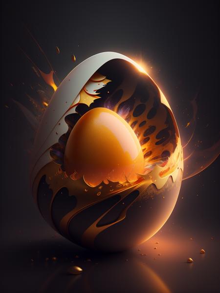 there is a large egg with a hole in it on a dark surface, 3d digital art 4k, cinema 4d bright light render, cinema 4 d art, 3d render digital art, humpty dumpty in form of egg, digital art render, high-quality render, (magic frozen ice phoenix egg:1.32), cinema 4 d render, cinema 4d render, white background, color slash, aint hetic, insanely detailed and intricate, light and shadows, highly detailed, golden ratio illustration onto octane engine behance contest winner google