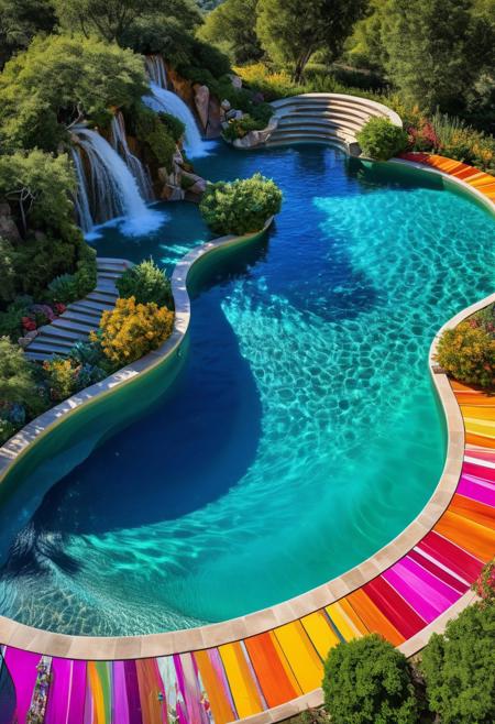 A stunning beauty arises from a colorful, swirling wondrous pool. Surrealism