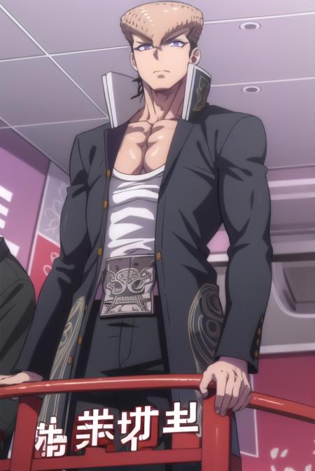 mondooowada, <lora:mondo oowada s1-lora-nochekaiser:1>,
mondo oowada, short hair, bangs, brown hair, (purple eyes:1.1), male focus, pompadour,
BREAK shirt, collarbone, jacket, white shirt, open clothes, open jacket, black jacket, pectorals,
BREAK outdoors, classroom,
BREAK looking at viewer, (cowboy shot:1.5),
BREAK <lyco:GoodHands-beta2:1>, (masterpiece:1.2), best quality, high resolution, unity 8k wallpaper, (illustration:0.8), (beautiful detailed eyes:1.6), extremely detailed face, perfect lighting, extremely detailed CG, (perfect hands, perfect anatomy),